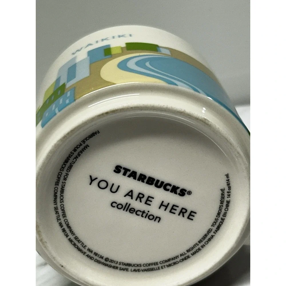Waikiki Hawaii Beach Starbucks Mug Skyline 2013 Coffee Cup You Are Here 14oz